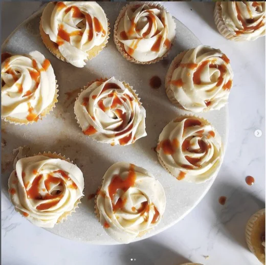 Salted caramel cupcakes with buttercream roses
